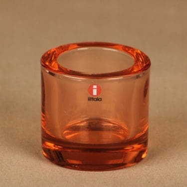 Iittala Kivi candle lantern, salmon red designer Heikki Orvola