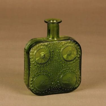 Riihimäen lasi Grapponia bottle, green designer Nanny Still