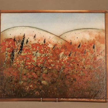 Arabia Lapin Ruska wall plate, unique, signed designer Heljä Liukko-Sundström