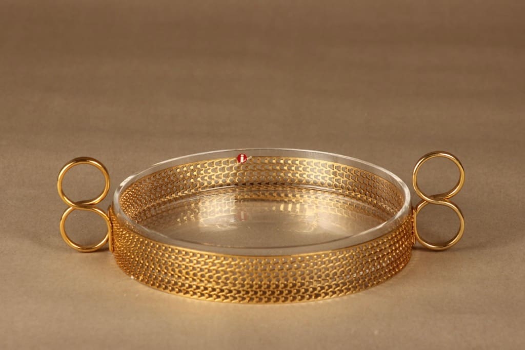 Iittala Karaatti tarjotin, kirkas, kulta, suunnittelija Timo Sarpaneva, Tsaikka