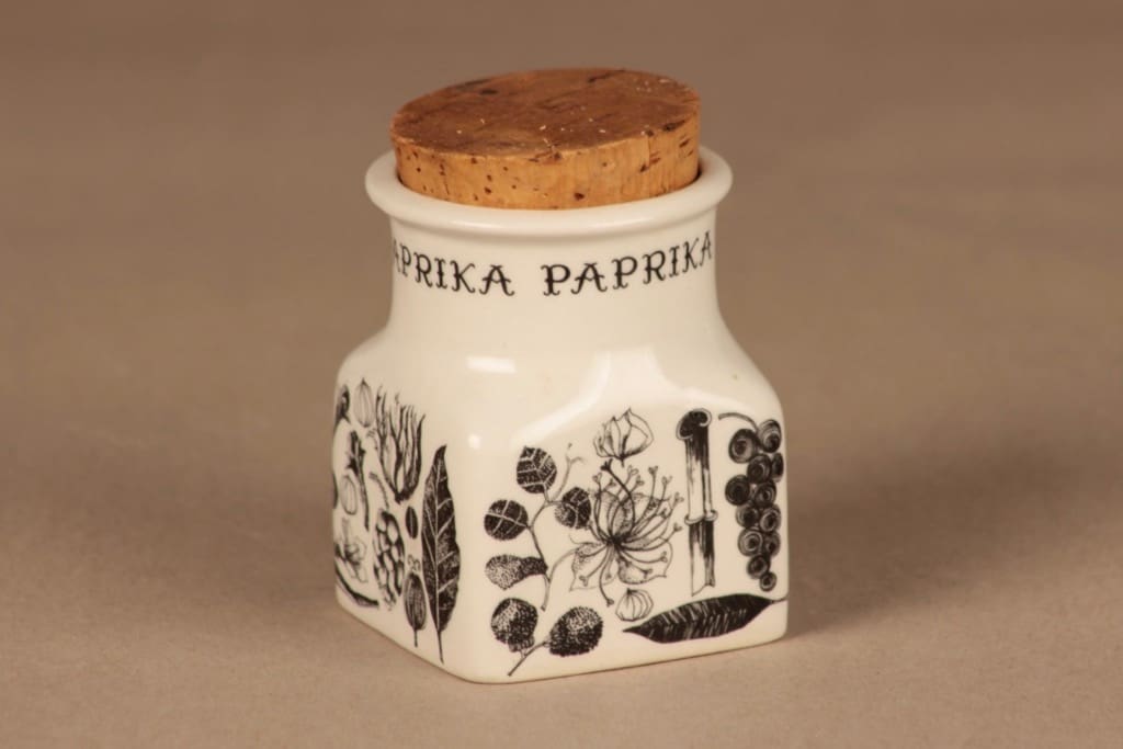Arabia Maustekuvio maustepurkki, Paprika, suunnittelija Esteri Tomula, Paprika, paprika, mauste