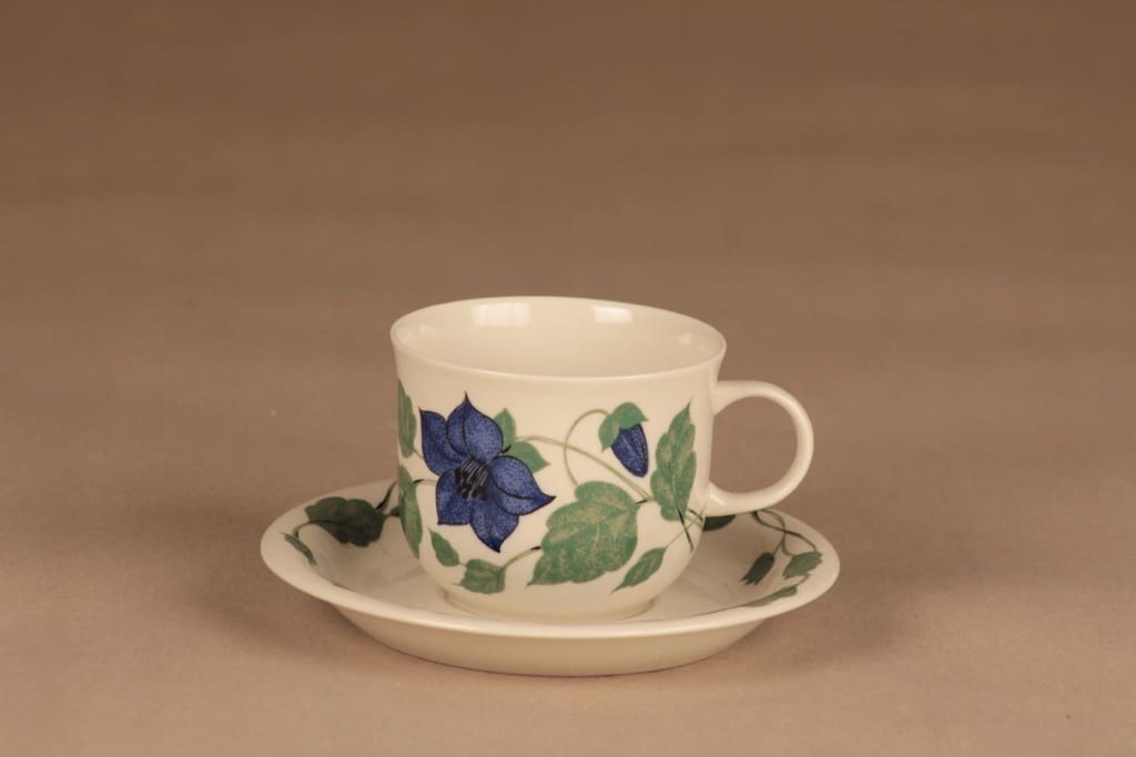 Arabia Tea for Two teekuppi, vihreä, sininen, suunnittelija Gunvor Olin-Grönqvist,