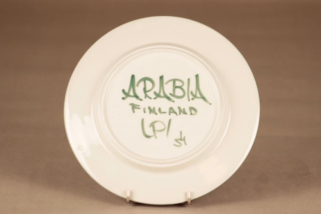 Arabia Purpurijenkka lautanen, 19.5 cm, suunnittelija Ulla Procope, 19.5 cm, Maalarisigneeraus kuva 3
