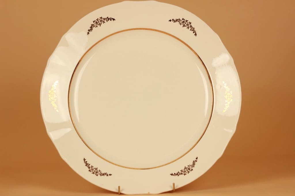 Arabia Irja tarjoilulautanen, 35 cm, suunnittelija tuntematon, 35 cm, kukka, kulta