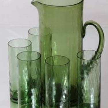 Riihimäen lasi 1107|1038 kaadin ja lasit, 2 l|30 cl, 5 kpl, suunnittelija Nanny Still, 2 l|30 cl