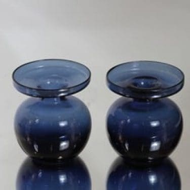 Iittala 1965 kynttilänjalat, sininen, 2 kpl, suunnittelija Erkki Vesanto,
