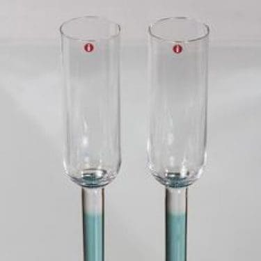 Iittala Mondo kuohuviinilasit, vihreä-kirkas, 2 kpl, suunnittelija Kerttu Nurminen,