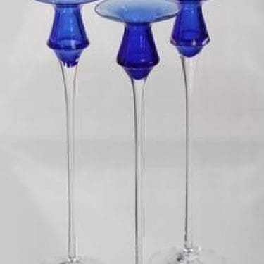Iittala Cecilia kynttilänjalat, sininen, 3 kpl, suunnittelija Valto Kokko, suuri