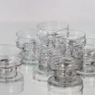 Iittala Pisaranrengas annoskulhot, kirkas, 7 kpl, suunnittelija Timo Sarpaneva,