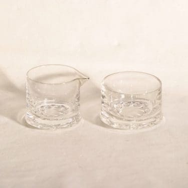 Iittala Helminauha sokerikko ja kermakko, kirkas, suunnittelija Timo Sarpaneva,