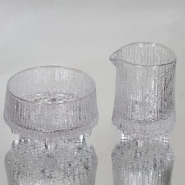 Iittala Ultima Thule sokerikko ja kermakko, kirkas, suunnittelija Tapio Wirkkala,