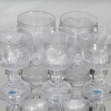 Nuutajärvi Pioni viinilasit 22 cl, kirkas, 5 kpl, suunnittelija Oiva Toikka,