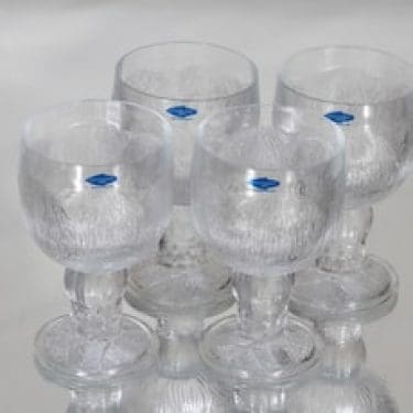 Nuutajärvi Pioni viinilasit 22 cl, kirkas, 4 kpl, suunnittelija Oiva Toikka,