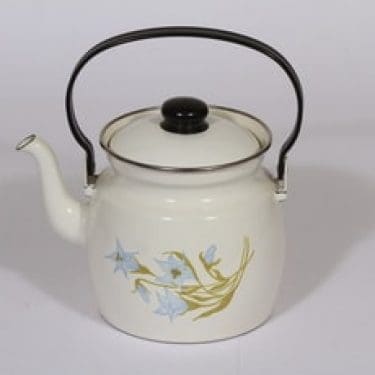 Arabia kahvipannu, Sinikello, suunnittelija Esteri Tomula, Sinikello, serikuva, 1.6 l, valkoinen