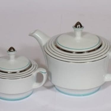 Arabia Raitahopea teekaatimet, 2 kpl, suunnittelija , raitakoriste, art deco