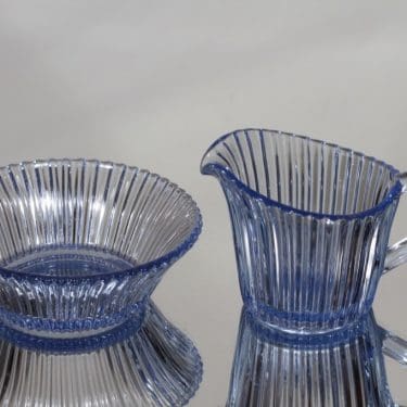Iittala Säde sokerikko ja kermakko, kirkas, suunnittelija Göran Hongell,