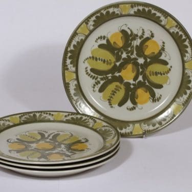 Arabia PW lautaset, kukka-aihe, 4 kpl, suunnittelija , kukka-aihe, matala, käsinmaalattu, signeerattu