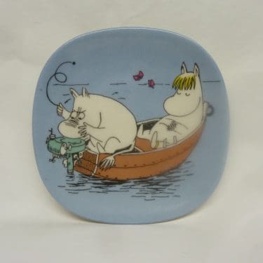 Arabia Muumi seinälaatta, Moottoriongelmia, suunnittelija Tove Jansson, Tove Slotte, Moottoriongelmia, pieni, serikuva, muumi-aihe