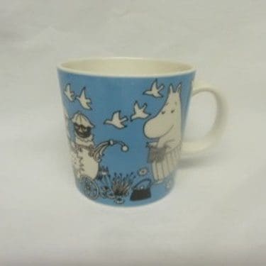 Arabia Muumi muki, Rauha, suunnittelija Tove Slotte, Tove Jansson, Rauha, serikuva, muumi-aihe