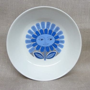 Arabia Daisy lautanen, sininen, suunnittelija Esteri Tomula, syvä