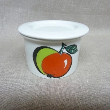 Arabia Tutti Frutti purnukka, Omena, suunnittelija Ulla Procope, Omena, serikuva, retro