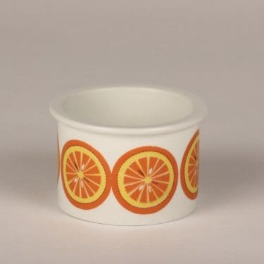 Arabia Pomona Appelsiini purnukka, suunnittelija Raija Uosikkinen, serikuva, retro