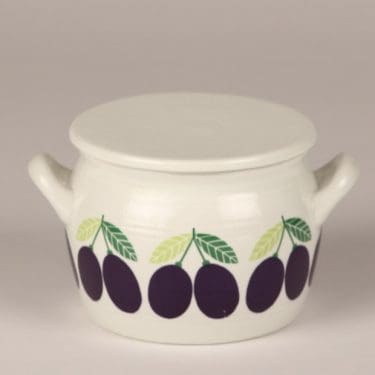 Arabia Pomona Luumu ruukku, suunnittelija Raija Uosikkinen, 0,5 l, serikuva, retro