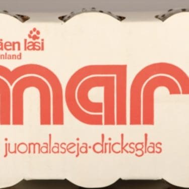 Riihimäen lasi juomalasi, kirkas, 6 kpl, suunnittelija Mari, retro