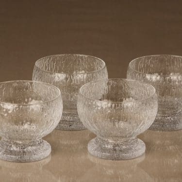 Iittala Kekkerit annoskulhot, kirkas, 4 kpl, suunnittelija Timo Sarpaneva,