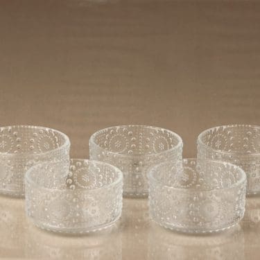 Riihimäen lasi Grapponia jälkiruokakulhot, kirkas, 5 kpl, suunnittelija Nanny Still,