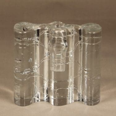 Iittala Arkipelago veistos/kynttilänjalka, kirkas, suunnittelija Timo Sarpaneva, signeerattu, massiivinen