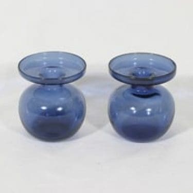 Iittala 1965 kynttilänjalat, sininen, 2 kpl, suunnittelija Erkki Vesanto,