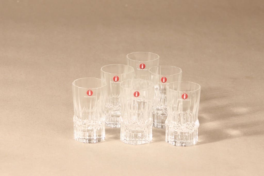 Iittala Pallas snapsilasi, 6 kpl, 6 kpl, suunnittelija Tapio Wirkkala, 6 kpl