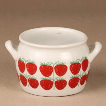Arabia Pomona mansikka ruukku, 0,5 l, suunnittelija Raija Uosikkinen, 0,5 l, mansikka, retro