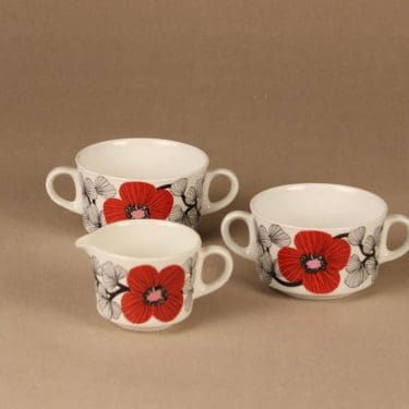 Arabia Isokukka sugar bowls (2) and creamer designer Esteri Tomula