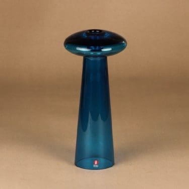 Iittala Atlas kynttilänjalka/kääntömaljakko, turkoosi, suunnittelija Harri Koskinen,