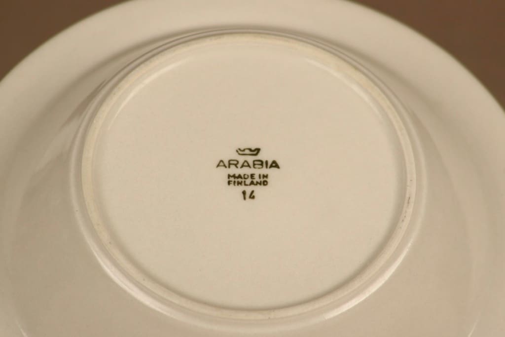 Arabia Oliivi aamiaiskulho, valkoinen, oliivinvihreä, 4 kpl, suunnittelija Olga Osol, raitakoriste kuva 3