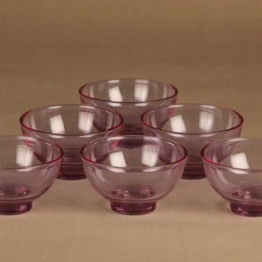 Karhula-Iittala jälkiruokakulho, lila, 6 kpl, suunnittelija Saara Sappinen,