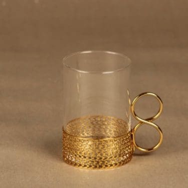 Iittala Karaatti glögimuki, kirkas, kulta, suunnittelija Timo Sarpaneva,