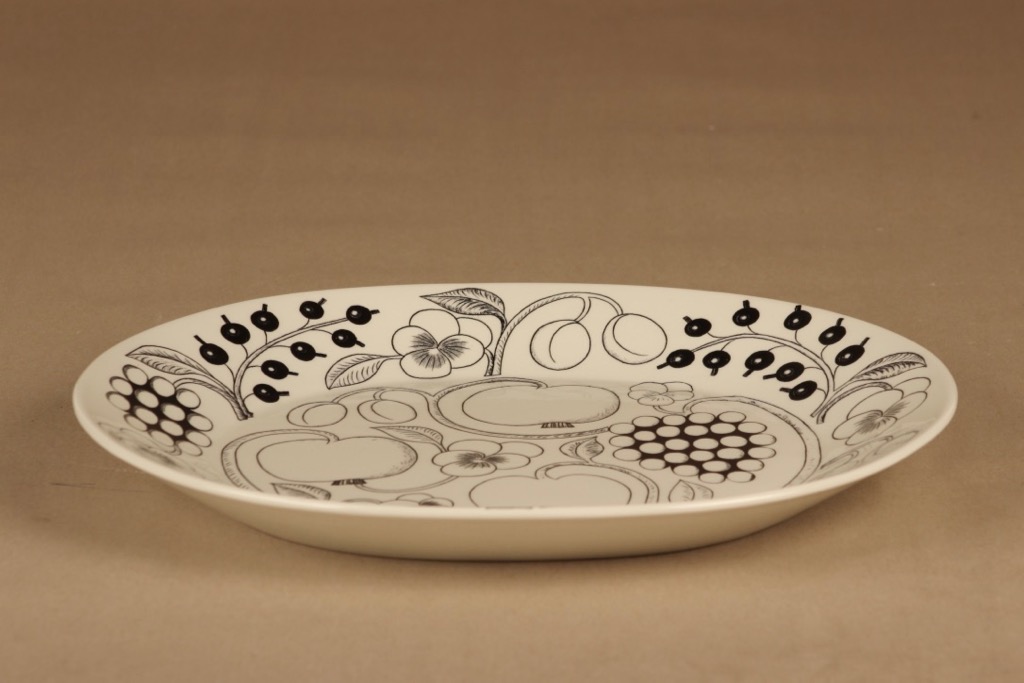 Arabia Paratiisi serving plate, black/white, Birger Kaipiainen